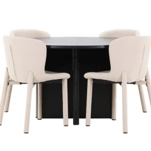 Matgrupp Venture Home Strada Runt 120/170 cm Kolsvart med Astoria Stolar