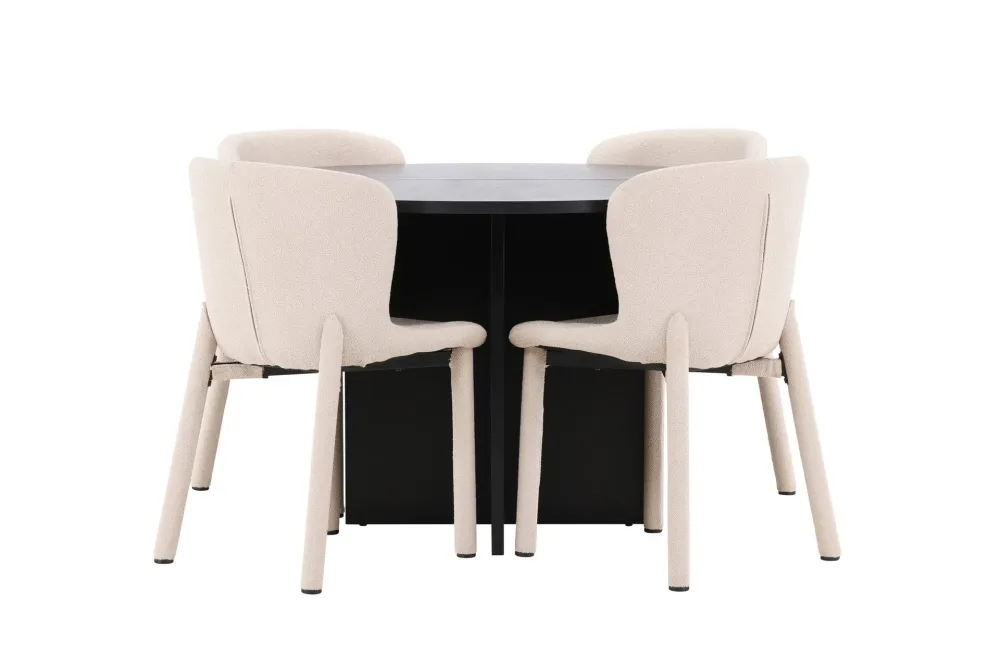 Matgrupp Venture Home Strada Runt 120/170 cm Kolsvart med Astoria Stolar
