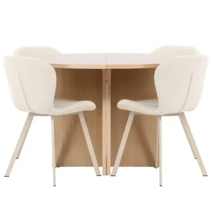 Matgrupp Venture Home Strada Runt 120/170 cm Krita med Lilja Stolar