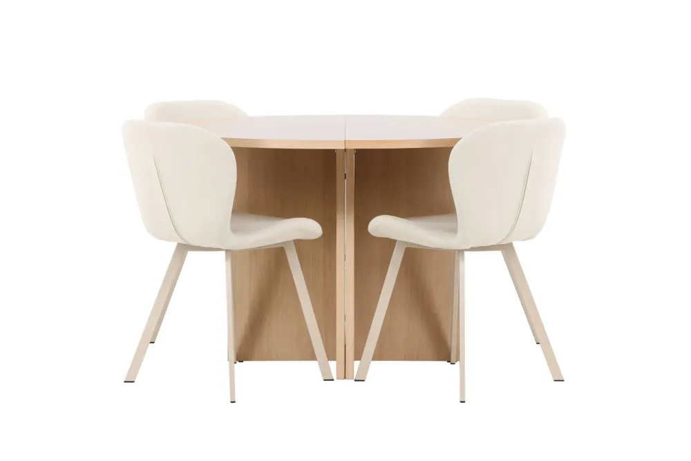 Matgrupp Venture Home Strada Runt 120/170 cm Krita med Lilja Stolar