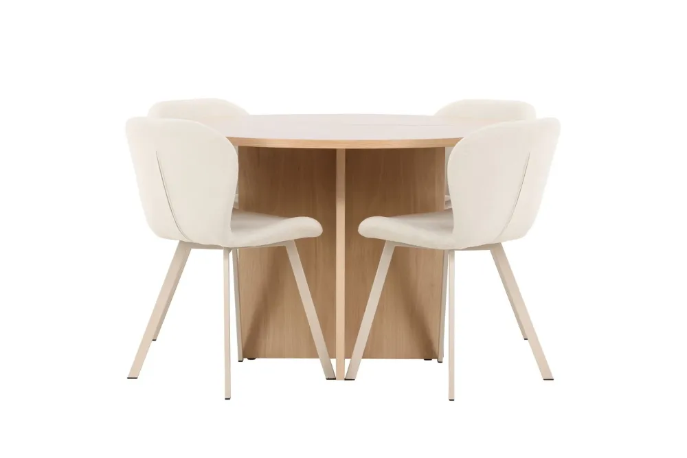 Matgrupp Venture Home Strada Runt 120/170 cm Krita med Lilja Stolar