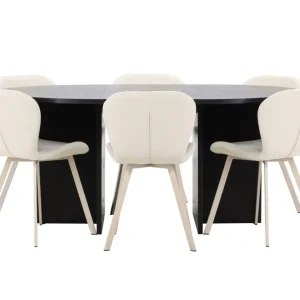 Matgrupp Venture Home Strada Runt 120/170 cm Ebenholts med Lilja Stolar