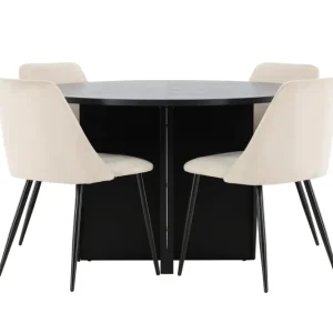 Matgrupp Venture Home Strada Runt 120/170 cm Kolsvart med Night Stolar