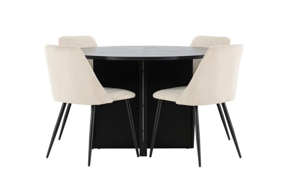 Matgrupp Venture Home Strada Runt 120/170 cm Kolsvart med Night Stolar