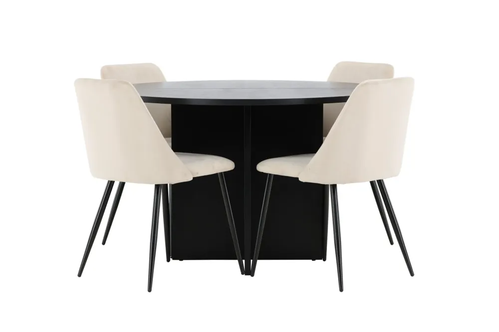 Matgrupp Venture Home Strada Runt 120/170 cm Kolsvart med Night Stolar