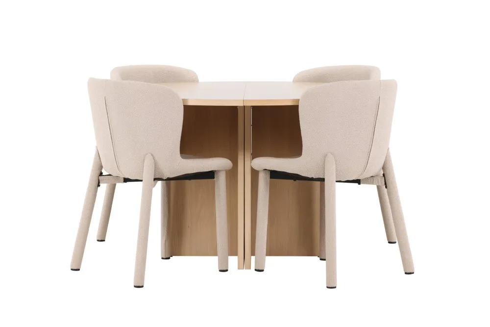 Matgrupp Venture Home Strada Runt 120/170 cm Pärla med Astoria Stolar