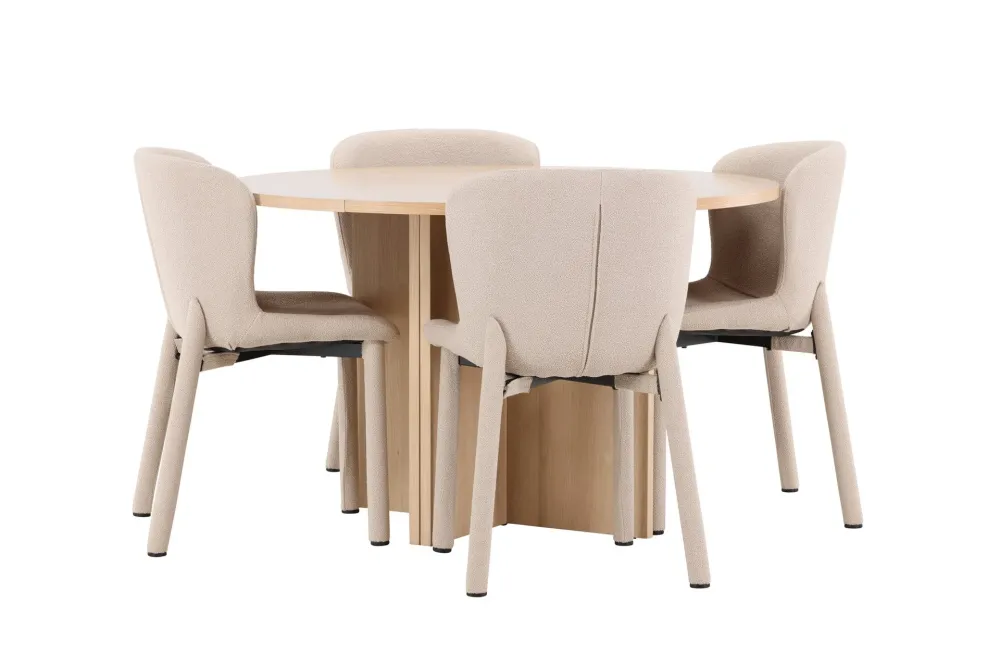 Matgrupp Venture Home Strada Runt 120/170 cm Pärla med Astoria Stolar