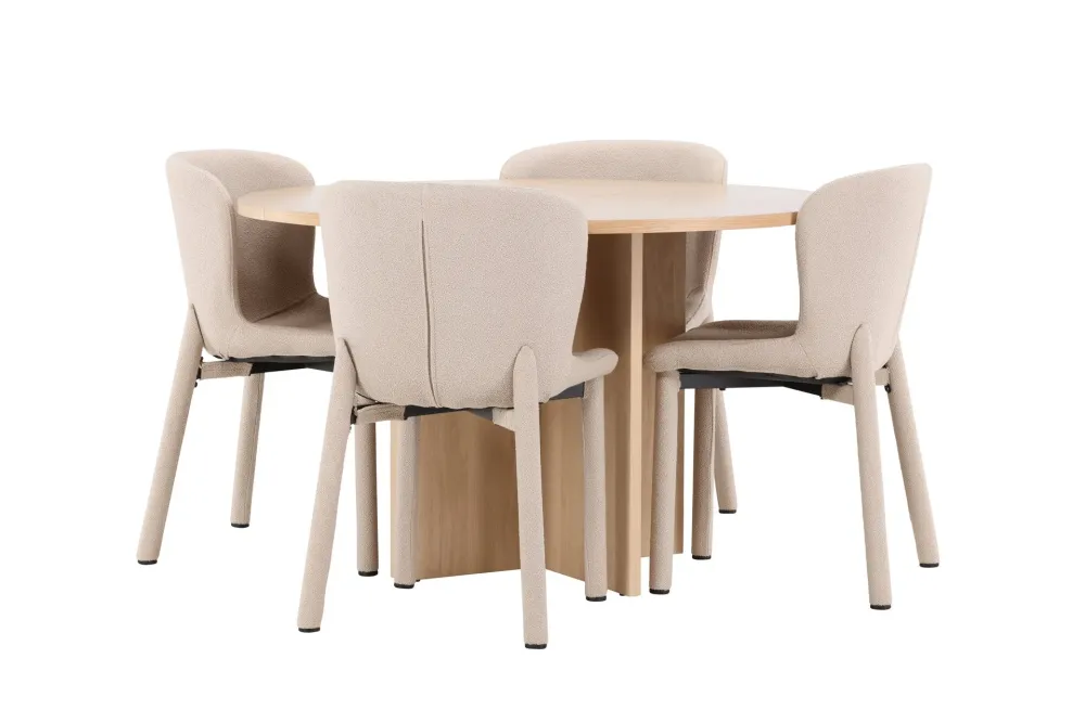 Matgrupp Venture Home Strada Runt 120/170 cm Pärla med Astoria Stolar