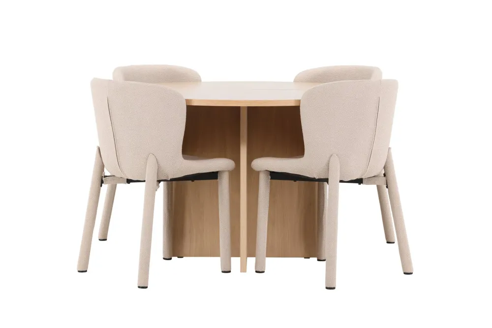Matgrupp Venture Home Strada Runt 120/170 cm Pärla med Astoria Stolar