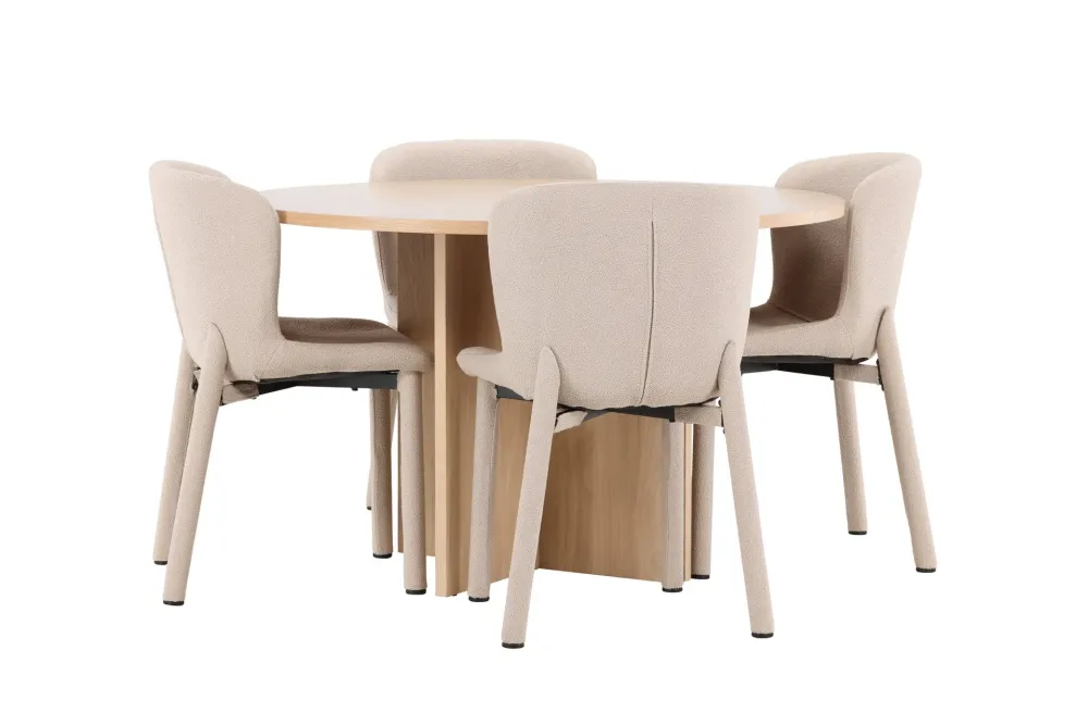 Matgrupp Venture Home Strada Runt 120/170 cm Pärla med Astoria Stolar