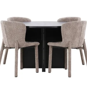 Matgrupp Venture Home Strada Runt 120/170 cm Kolsvart med Astoria Stolar