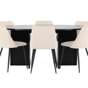 Matgrupp Venture Home Strada Runt 120/170 cm Kolsvart med Night Stolar