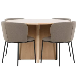 Matgrupp Venture Home Strada Runt 120/170 cm Krita med Edina Stolar