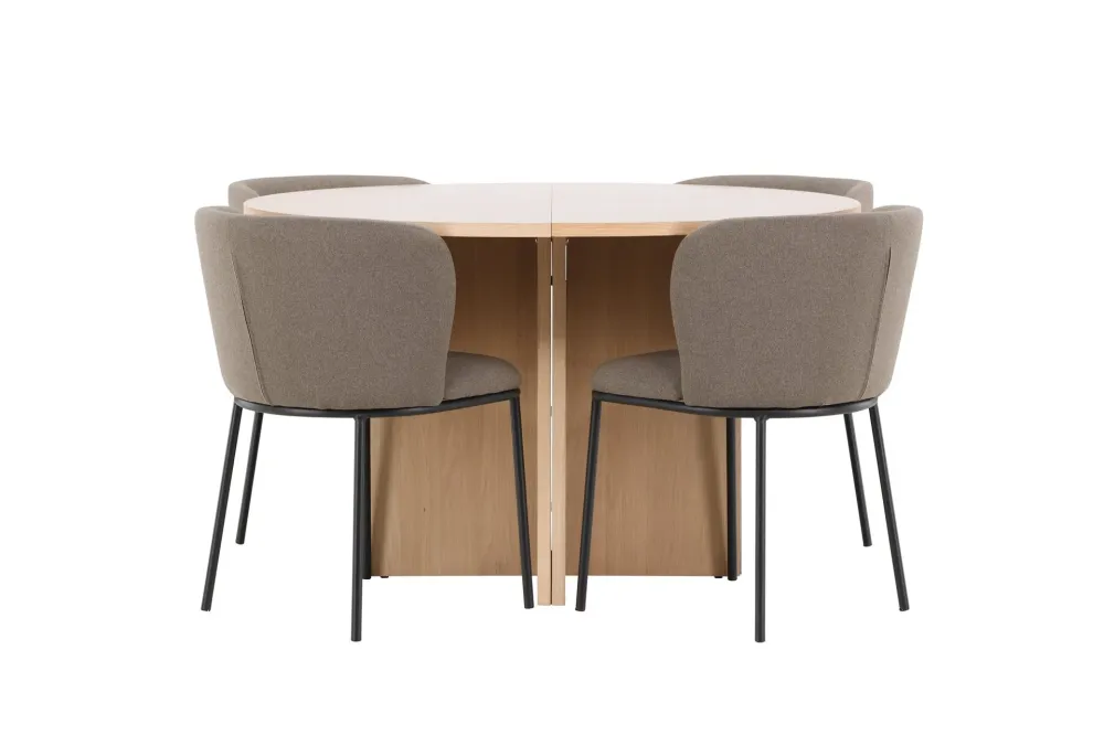 Matgrupp Venture Home Strada Runt 120/170 cm Krita med Edina Stolar