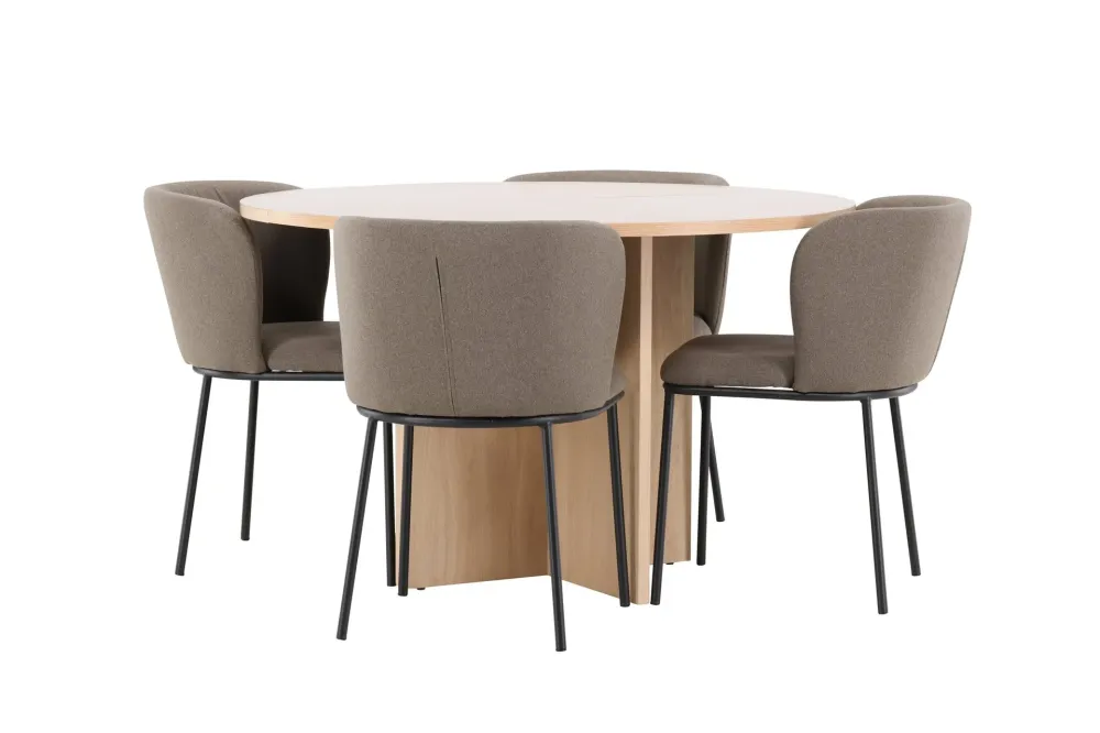 Matgrupp Venture Home Strada Runt 120/170 cm Krita med Edina Stolar