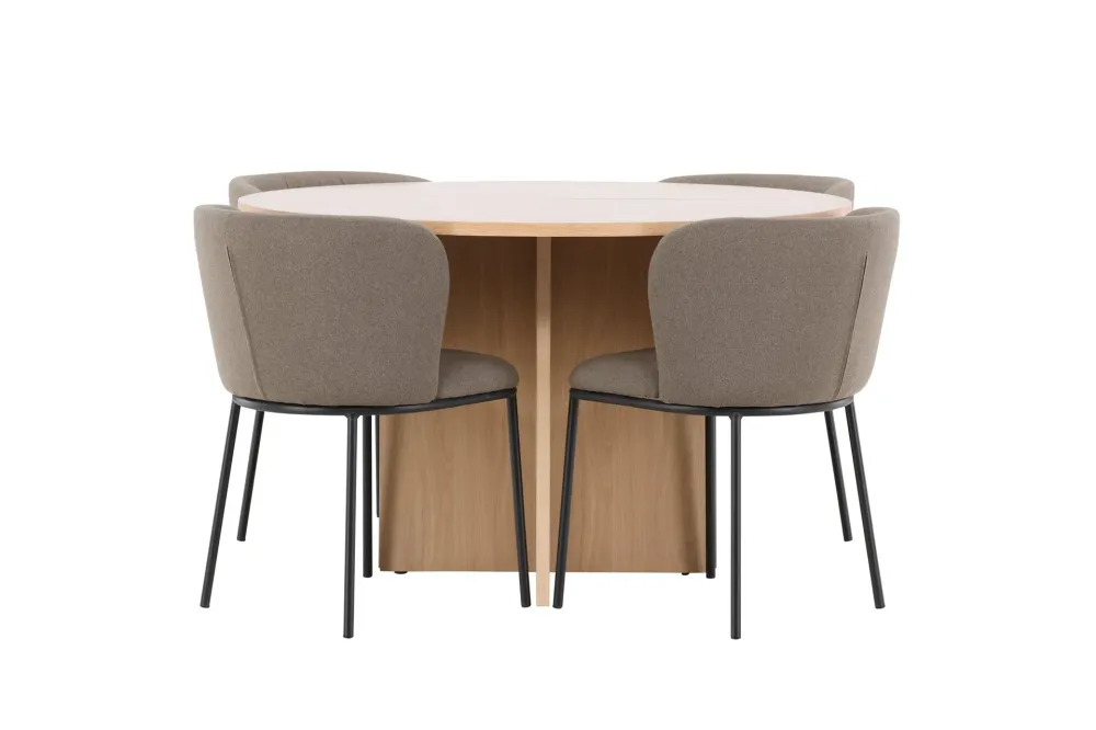 Matgrupp Venture Home Strada Runt 120/170 cm Krita med Edina Stolar