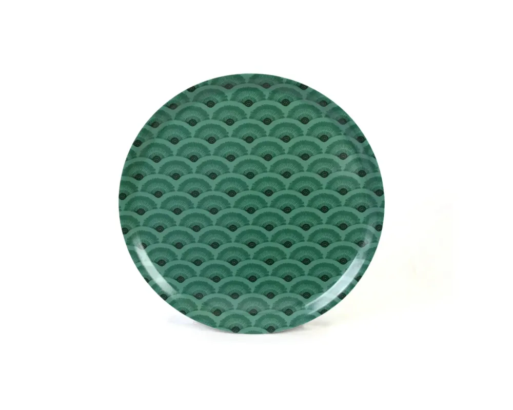 Serveringsbricka Vågor Björkfanér Skogsgrön 38cm