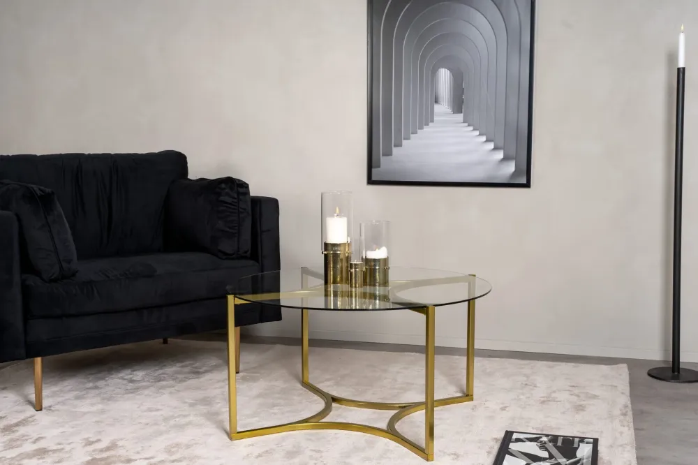 Soffbord Venture Home Kivik Runt 90 cm Glas / Borstad Antique finish