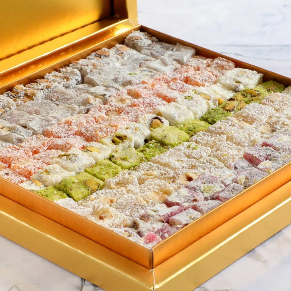 HACI Serif Special Double Rosted Turkish Delight Gold Box - 26.45oz