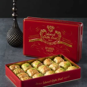 Cafer Erol Dry Baklava med pistasch, Red Tin Box - 31.74oz