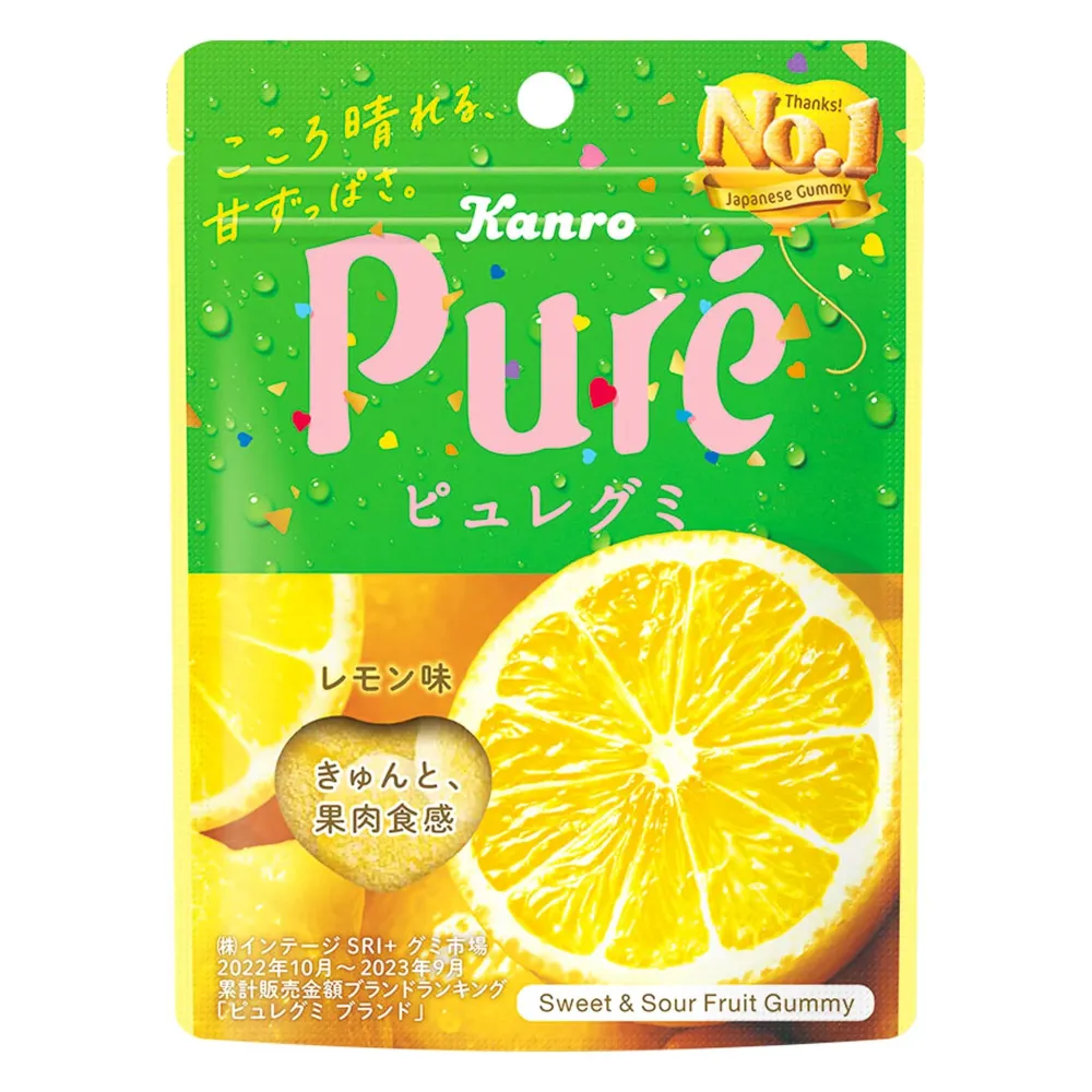Kanro Gummy Citron 56g Pack om 6, Söt och Syrlig, Färgglad Snacks