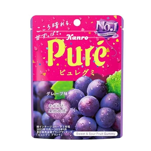 Kanro Pure Gummy Druva 56g Pack om 6 - Fruktig och Söt Snack