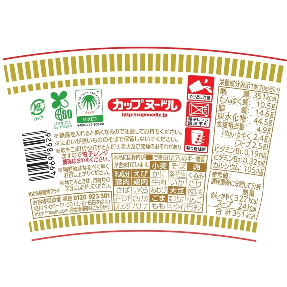 Nissin Cup Noodle 78g X 20 Koppar Made Japan