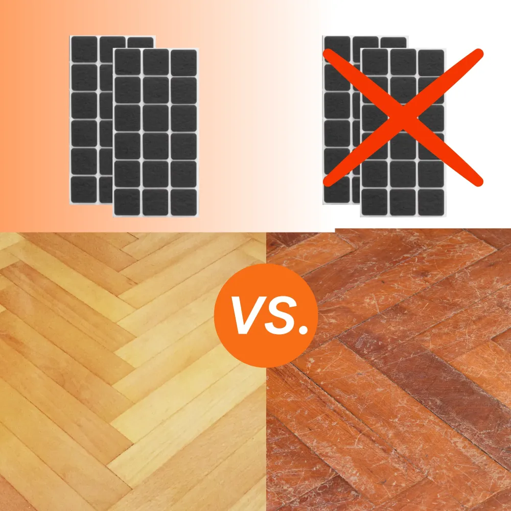 FLOOQ - Självhäftande Möbelfilt - 50 stycken - 3,5 x 3,5 cm fyrkantig