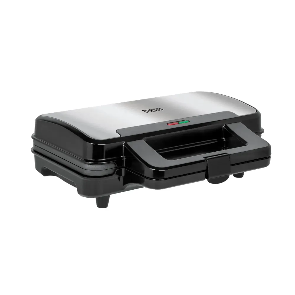 Teesa TSA3225 1000W Double Waffle Maker Teflonbeläggning Non Stick 2 våfflor Rostfritt Stållock 10 Speed Settings