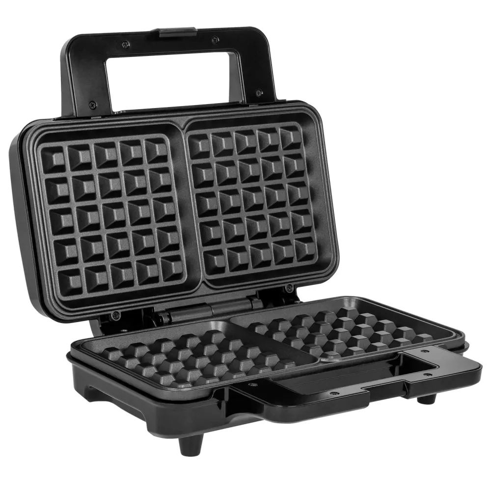 Teesa TSA3225 1000W Double Waffle Maker Teflonbeläggning Non Stick 2 våfflor Rostfritt Stållock 10 Speed Settings
