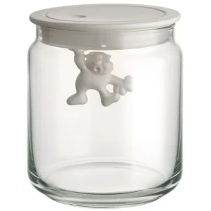 Alessi Köksförvaringsburk GIANNI 700 ml, vitt lock, glas