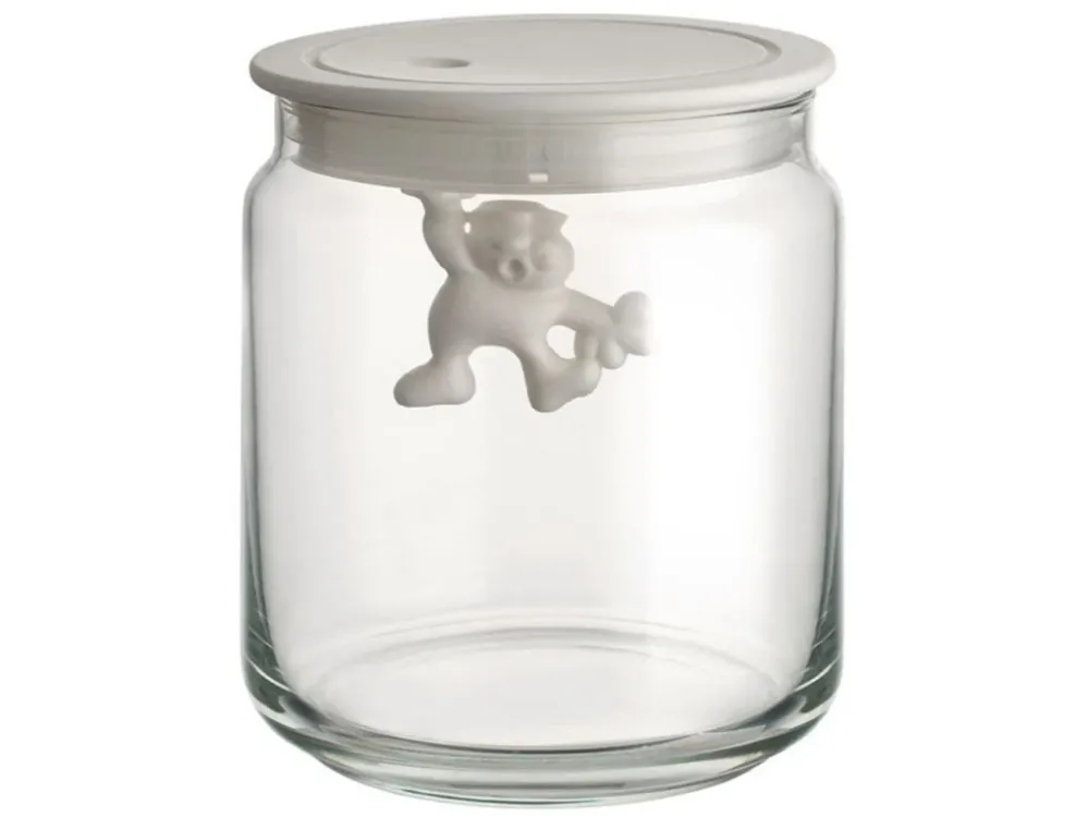 Alessi Köksförvaringsburk GIANNI 700 ml, vitt lock, glas