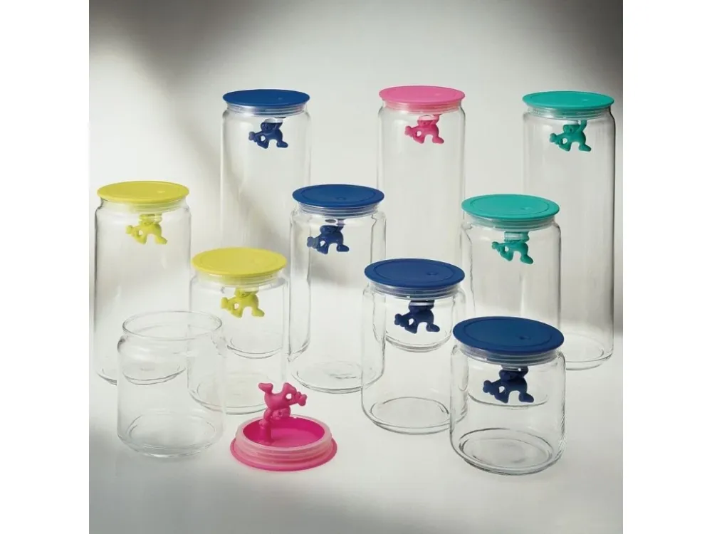 Alessi Köksförvaringsburk GIANNI 700 ml, vitt lock, glas
