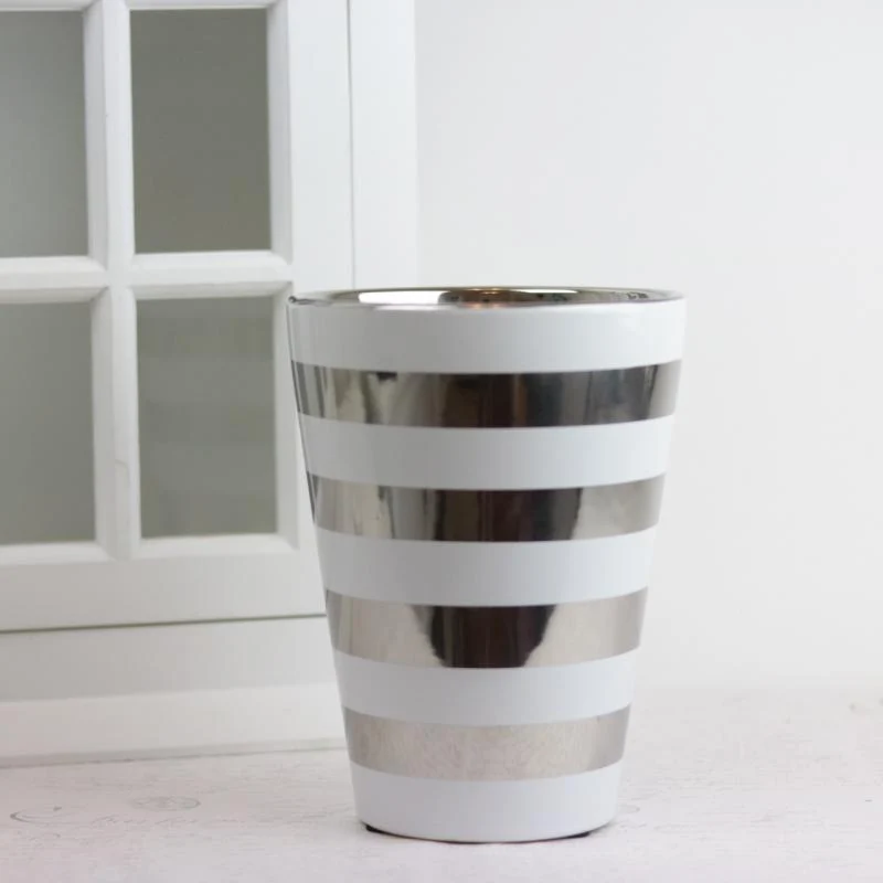 Blomkruka Inomhus med ränder Lyx 21,5 cm vit/silver