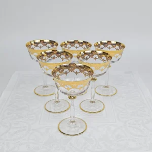 Italienskt Kristallglas - Champagneglas - Coppa Angelica Liscia Amalfi Oro - 24K