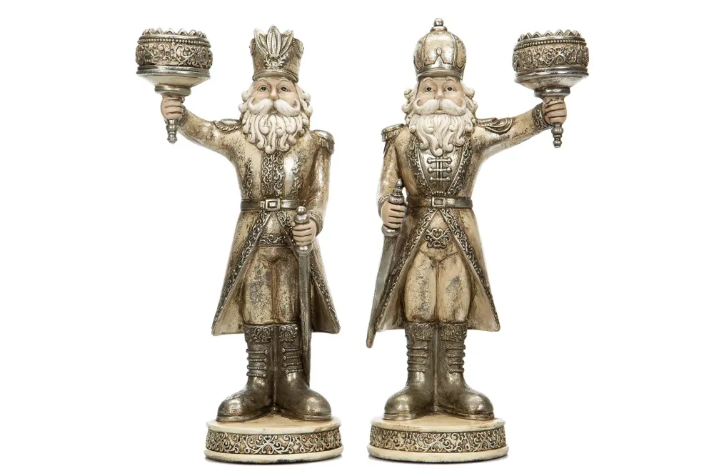Juldekoration Nötknäppare ljusstake Mix Champagne 35cm pair-set