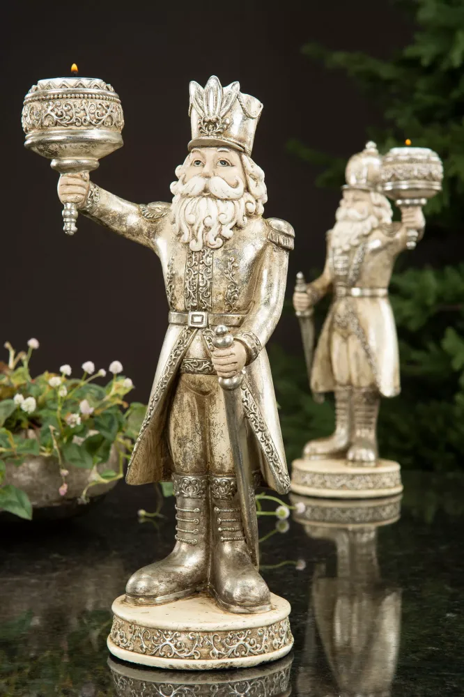 Juldekoration Nötknäppare ljusstake Mix Champagne 35cm pair-set