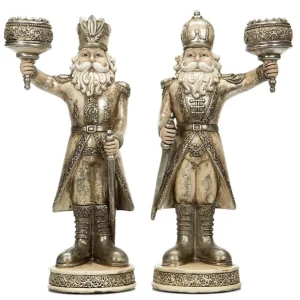 Juldekoration Nötknäppare ljusstake Mix Champagne 35cm pair-set