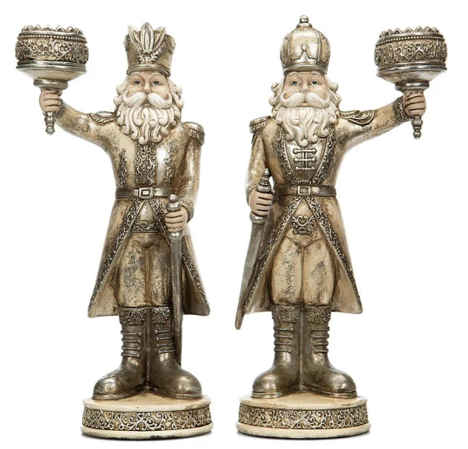 Juldekoration Nötknäppare ljusstake Mix Champagne 35cm pair-set