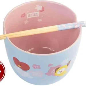 Premium Stainless Steel Bt21 Ramen Skål med ätpinnar