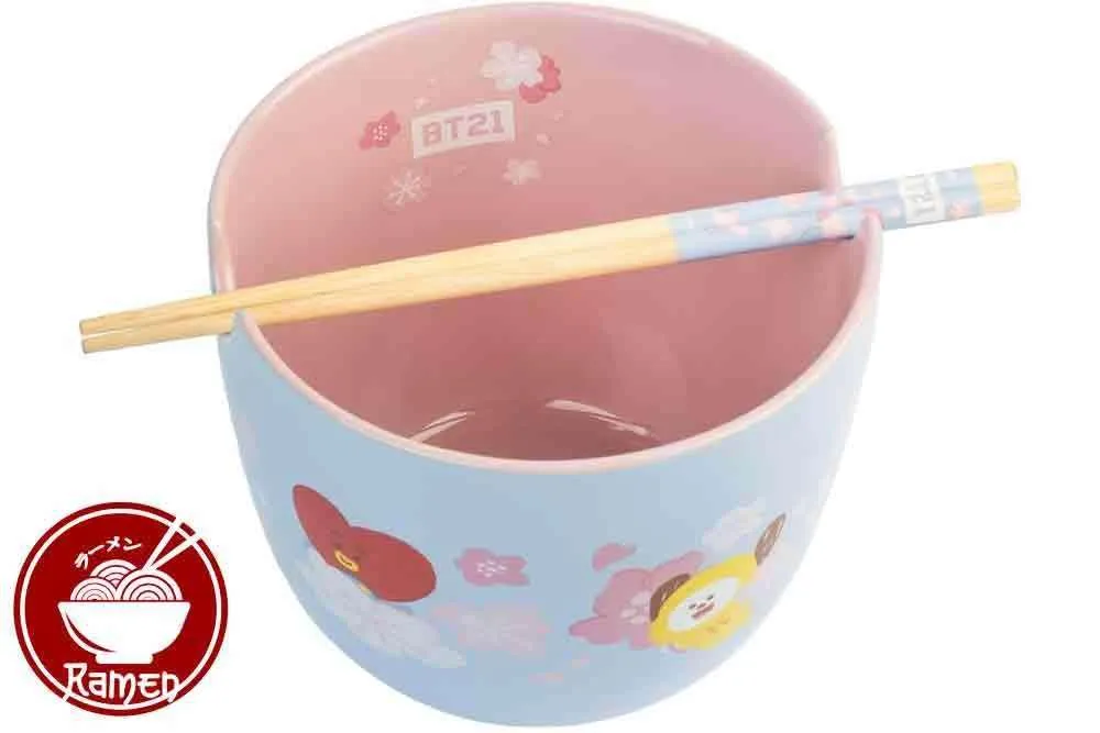 Premium Stainless Steel Bt21 Ramen Skål med ätpinnar