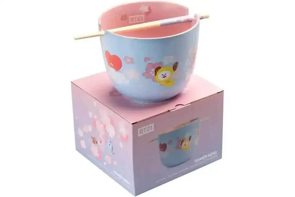 Premium Stainless Steel Bt21 Ramen Skål med ätpinnar