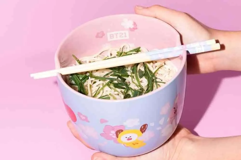 Premium Stainless Steel Bt21 Ramen Skål med ätpinnar