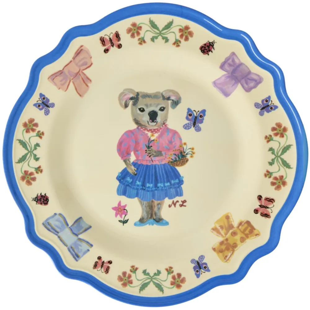 Rice Nathalie Lété Theme Blue Melamine Antik Middagstallerken