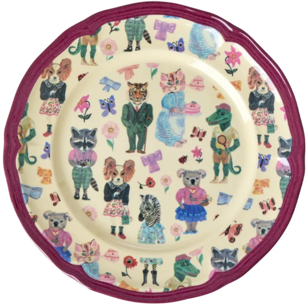 Rice Nathalie Lété Theme Bordeaux Melamine Retro Side Tallrik