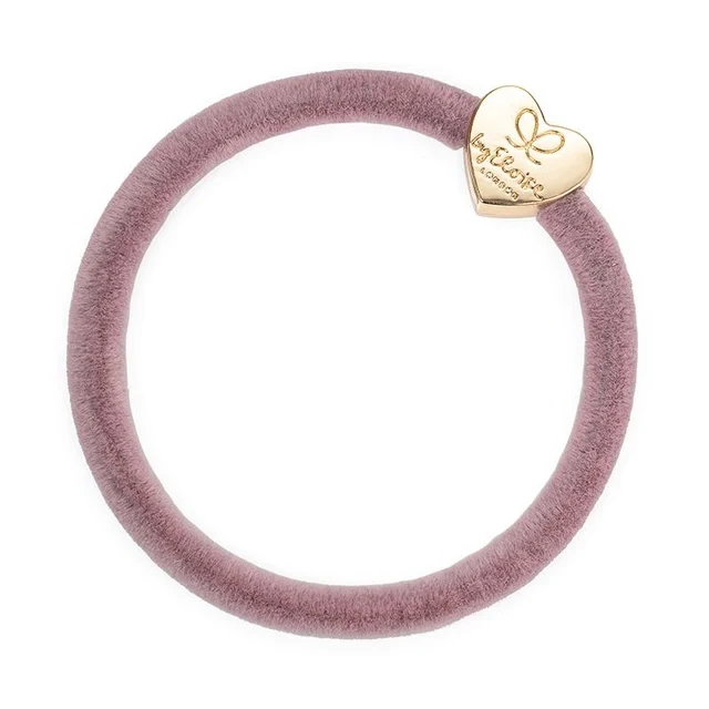 VELVET AURUM HEART CHAMPAGNE PINK PLAIN - hårsnodd