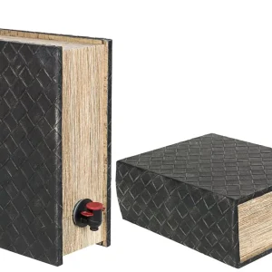Vinställ Boklåda Vinbox Flätad Läder 30x23x11,5cm HH