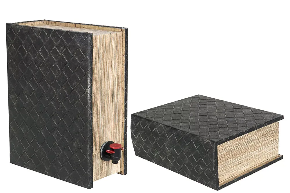 Vinställ Boklåda Vinbox Flätad Läder 30x23x11,5cm HH