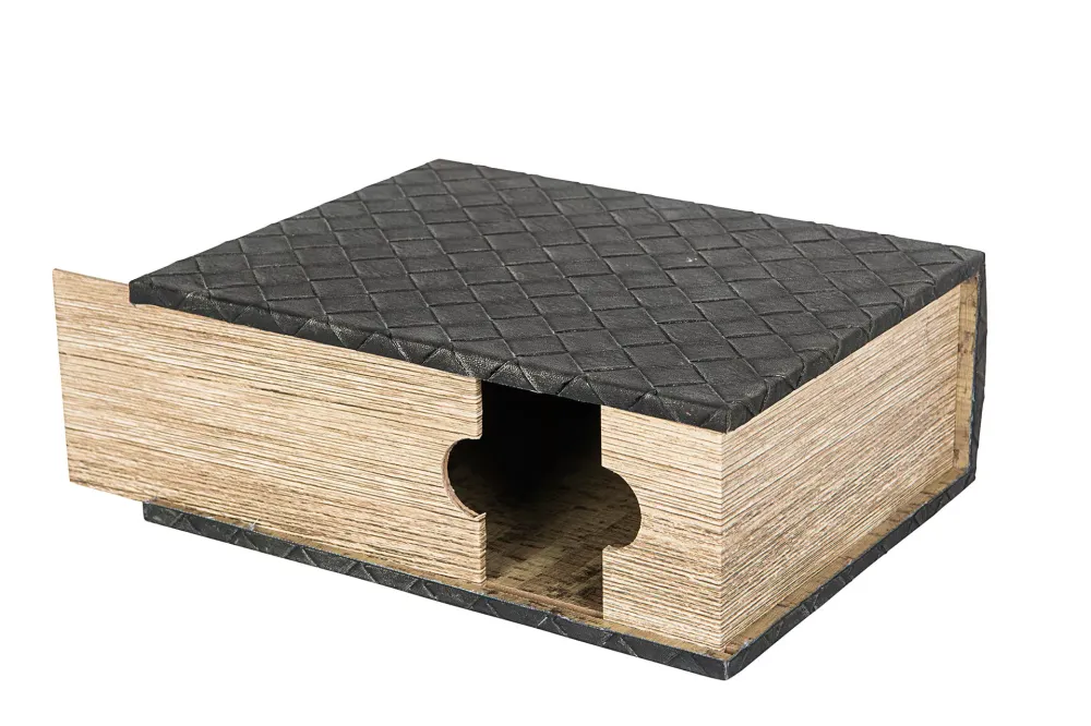 Vinställ Boklåda Vinbox Flätad Läder 30x23x11,5cm HH
