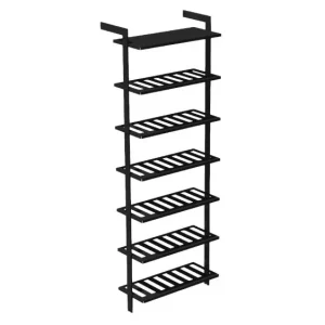 Vinställ AXIS – 72 × 205 cm, svartlackerat, 7 hyllor (1 plan, 6 vinhyllor)